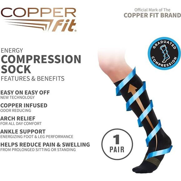 Easy On/Off Energy Compression Socks Large-Exlarge Black - Picture 2 of 7